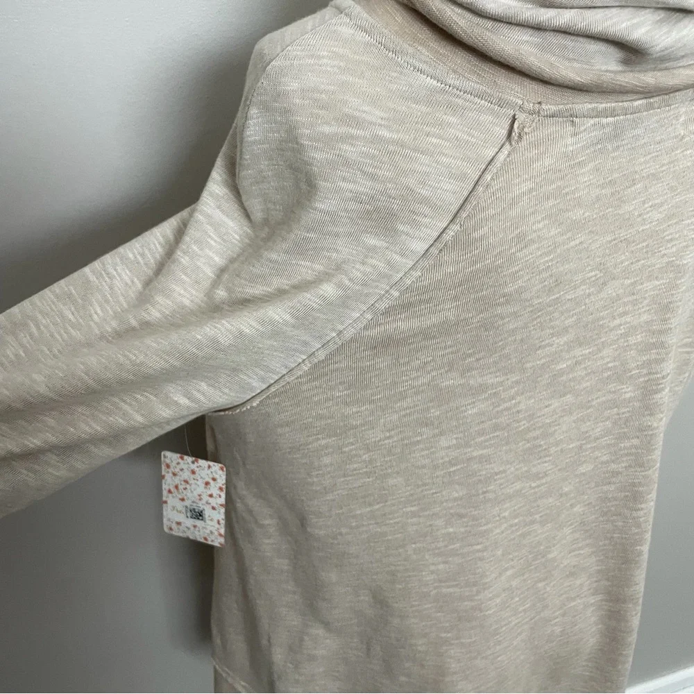 Free People Beach Top Tunic Two Body Corps Deux Cowl Relaxed Fit Lounge Oatmeal - Picture 11 of 15